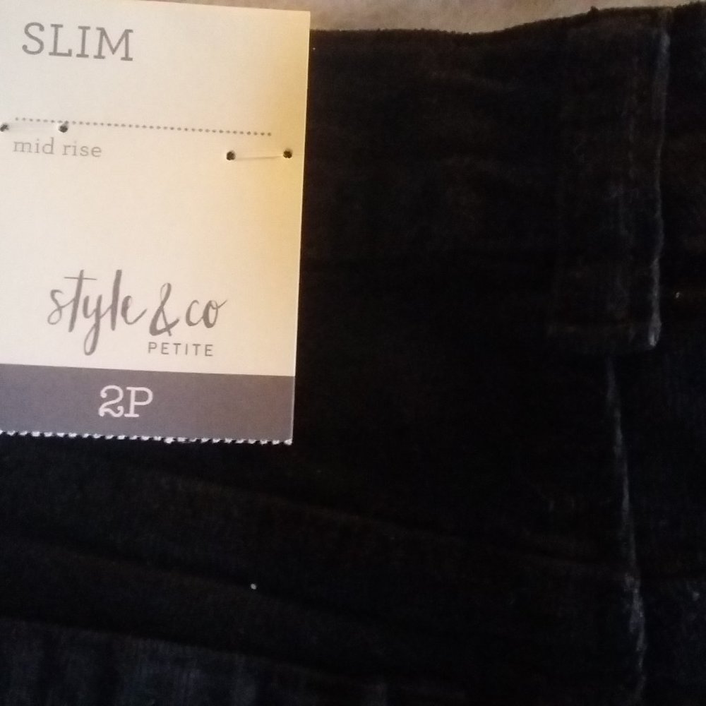Style&Co Mid-Rise Slim-Leg Corduroy Pants